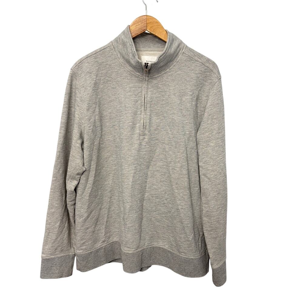 Billy Reid Sweatshirt Men’s XL Pullover Gray Herringbone 1/4 Zip Long Sleeve